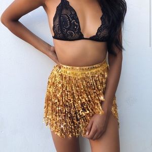 Gold Sequin Tassel Skirt